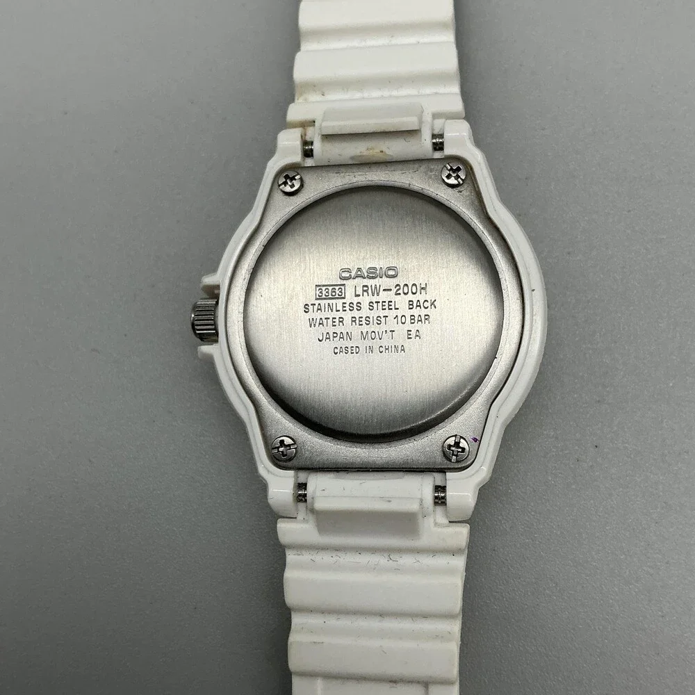 Casio White Quartz Watch with Multicolor Numerals